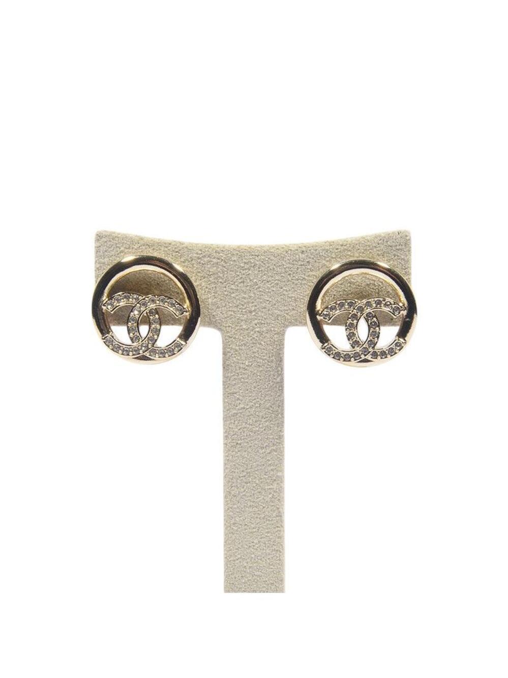Chanel Crystal Cc Circle Earrings #358739C60B